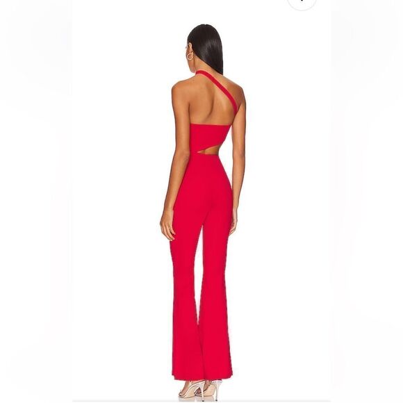 Superdown Emilie Cut Out Jumpsuit red flare bell bottoms one piece Revolve NWT - Picture 3 of 9